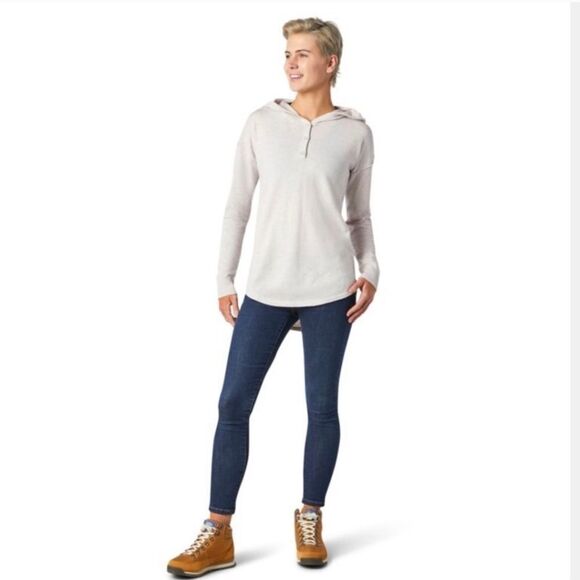 Smartwool Hooded Henley Sweater women's size Small blush pink Merino Wool blend - Picture 1 of 8